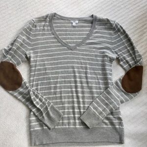 BP Gray Striped V-Neck Sweater